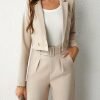 0fdafa9383c8ec763093350e9cc559cd-1 Business Casual Two-piece Set, Double-breasted Lapel Long Sleeve Blazer & Belted Wide Leg Pants Outfits, Women's Clothing