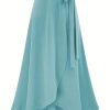 2122c74588f98857d1de9e20accf2485 Solid Ruffle Hem Skirts, Elegant High Waist Tied Midi Skirts, Women's Clothing