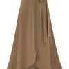 2ed6323c82610cafd7262f28860ad9aa Solid Ruffle Hem Skirts, Elegant High Waist Tied Midi Skirts, Women's Clothing