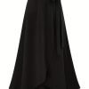 3d586e09659006e11af88ea049cbbc24 Solid Ruffle Hem Skirts, Elegant High Waist Tied Midi Skirts, Women's Clothing