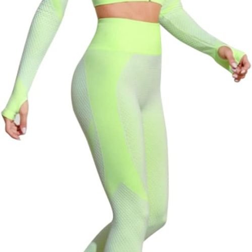 Women's 3 Piece Outfits Tracksuit Workout Set Sports Bra High Waist Yoga Gym Leggings and Crop Top