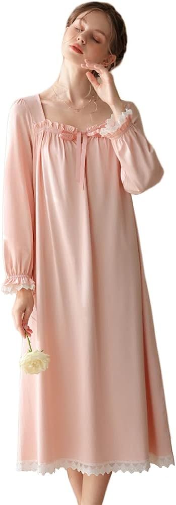 Cotton Nightgown for Women Vintage Palace Sleepwear