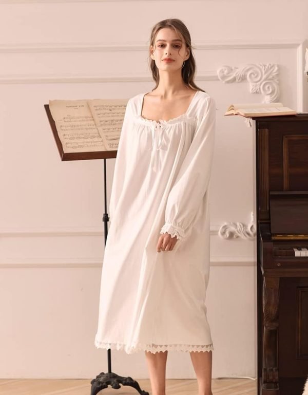 Cotton Nightgown for Women Vintage Palace Sleepwear