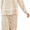 Women Pajamas Set Cotton Long Sleeve Button Down Sleep Shirt Womens Loungewear Set Cotton Nightie