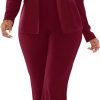 Womens Two Piece Blazer Outfits Long Sleeve Slim Fit Jacket with Long Pants Suit Set for Work