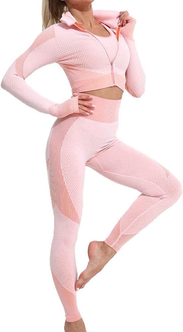 519_QAy0OfL._AC_SL1200 Women's 3 Piece Outfits Tracksuit Workout Set Sports Bra High Waist Yoga Gym Leggings and Crop Top