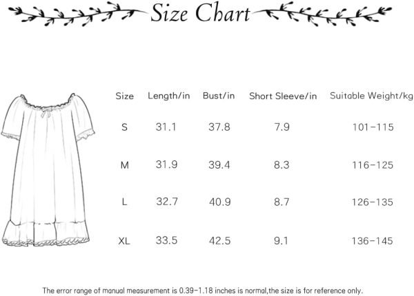 Women's Cotton Nightgowns Vintage Lightweight Gown Sets Short Sleeve Princess Nightdress