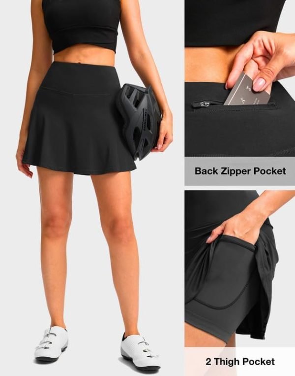 51QGflmkceL._AC Women's Cycling Skirts 4D Padded Bike Shorts with Pockets High Waist Biking Skort for Road Mountain Bicycle Riding