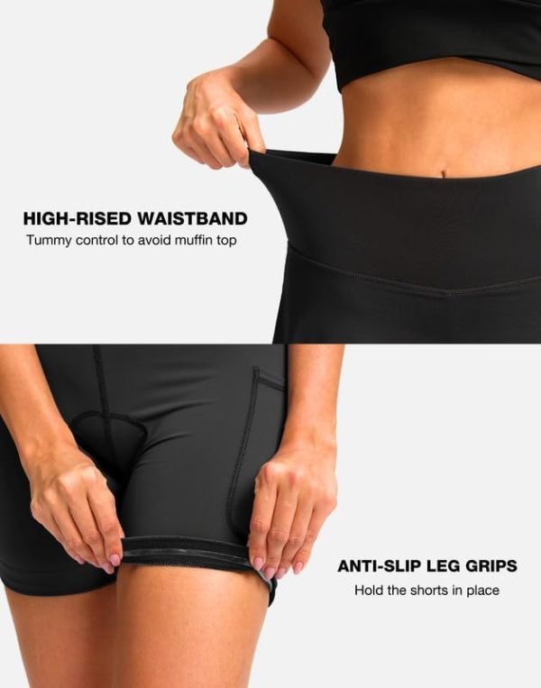 51QOqlSpKmL._AC Women's Cycling Skirts 4D Padded Bike Shorts with Pockets High Waist Biking Skort for Road Mountain Bicycle Riding