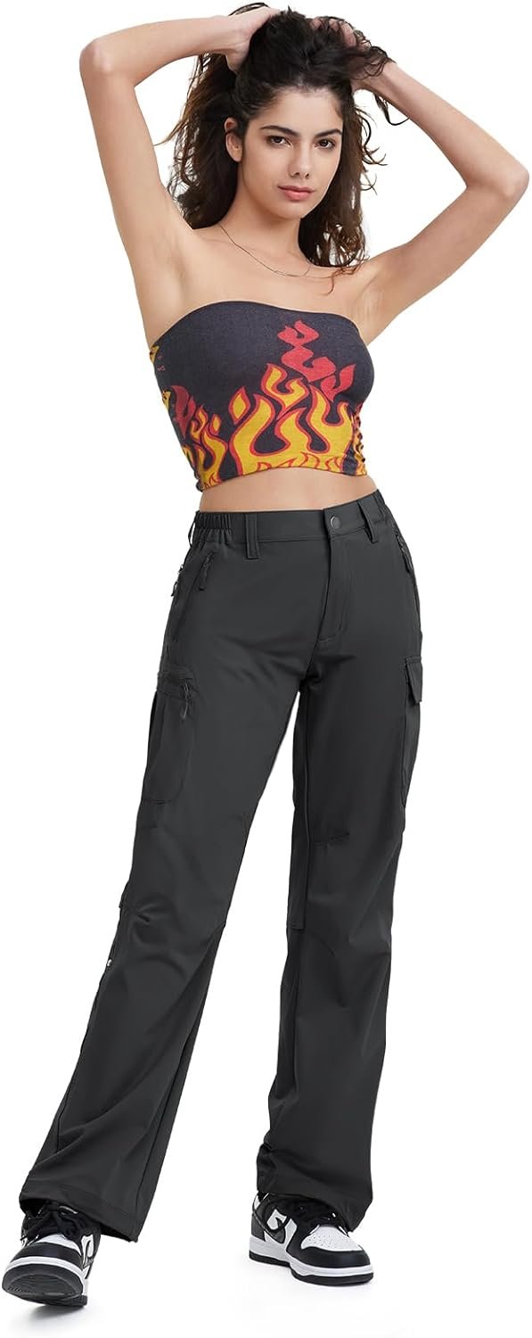 Women's Hiking Cargo Pants Quick Dry Water-Resistance High Waist Pants for Work Travel Outdoor and Casual