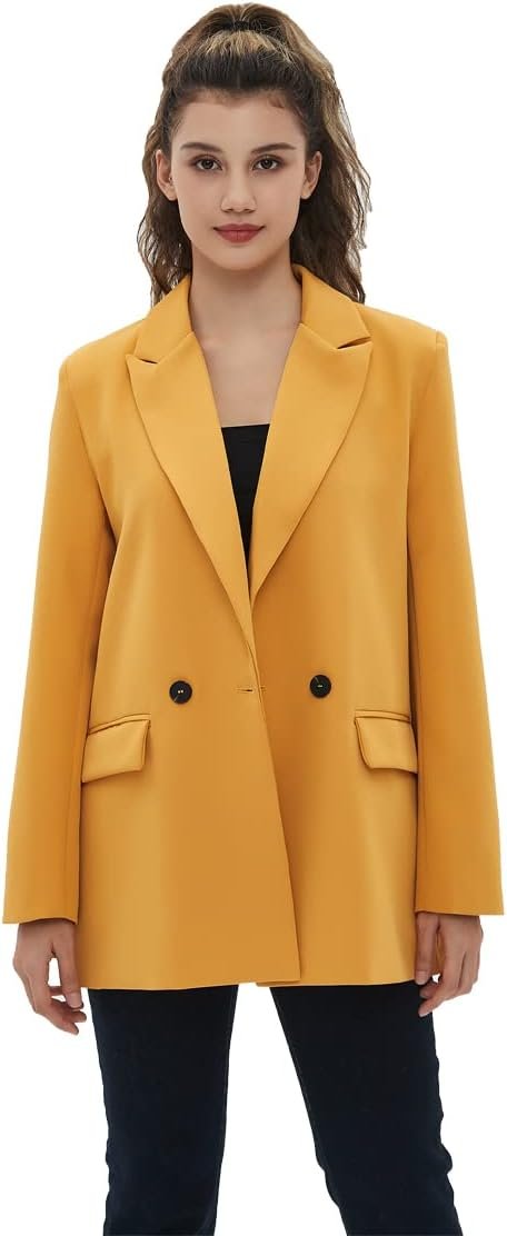 51vHRaZDwNL._AC_SL1200 Women's Casual Long Sleeve Lapel Oversized Button Work Office Blazer Suit Jacket