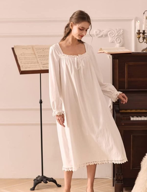Cotton Nightgown for Women Vintage Palace Sleepwear