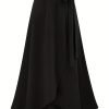 580f7912abcf34c0c18fbff2aeff9bd8 Solid Ruffle Hem Skirts, Elegant High Waist Tied Midi Skirts, Women's Clothing