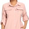 6105z6thDxL._AC_SL1500 Women's UPF 50 Long Sleeve UV Sun Protection Safari Shirts Outdoor Quick Dry Fishing Hiking Travel Shirts