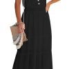 Womens Summer Spaghetti Strap Sleeveless High Waist Beach Long Maxi Sun Dress