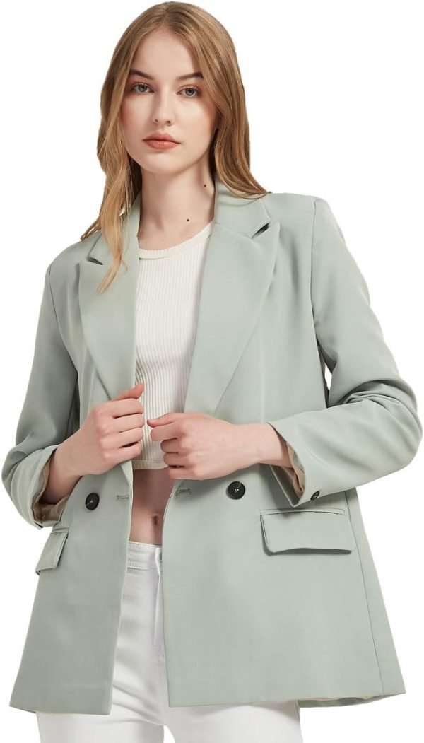 61CVdoTlhUL._AC_SL1200 Women's Casual Long Sleeve Lapel Oversized Button Work Office Blazer Suit Jacket