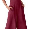 ANRABESS Women's Summer Wide Leg Linen Jumpsuits Dressy V Neck Sleeveless Casual Pants Rompers 2024 Vacation Beach Outfits