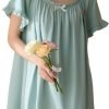 Women's Cotton Nightgowns Vintage Lightweight Gown Sets Short Sleeve Princess Nightdress