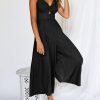 ANRABESS Women's Summer Wide Leg Linen Jumpsuits Dressy V Neck Sleeveless Casual Pants Rompers 2024 Vacation Beach Outfits
