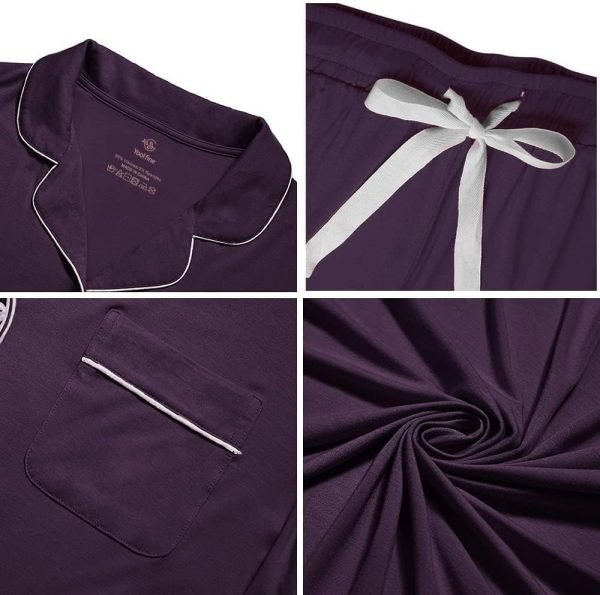 Womens Pajama Sets Short Sleeve Sleepwear Soft Button Down Nightwear Lounge Pj Set XS-XXL