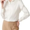 Womens Satin Solid Blouse Bow Tie Neck Button Down Shirts Long Sleeve Office Work Blouses Dressy Tops for Ladies Casual