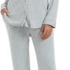 61LNi5E178L._AC_SL1500 Womens Pajama Sets Soft Comfy Button Down Knitted Long Sleeve Sleepwear Pjs Lounge Sets Nightwear