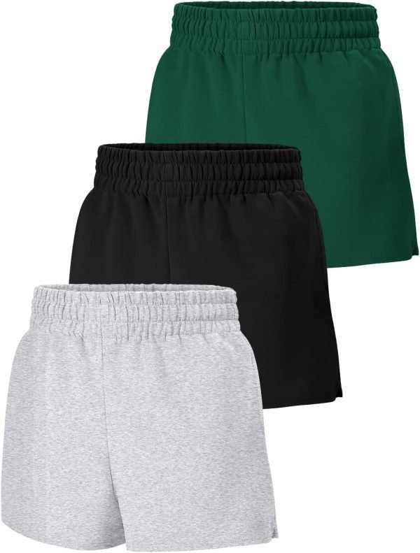 61R9LWrF21L._AC_SL1500 3 Pack Womens Sweat Shorts Casual Lounge Cotton Shorts Trendy Summer Running High Waisted Athletic Shorts
