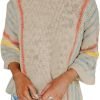 61YD63IbTWL._AC Womens 2024 Cute Spring Summer Color Block Striped Lightweight Comfy Cable Knit Beach Boho Clothes Pullover Sweaters
