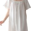 Women's Cotton Nightgowns Vintage Lightweight Gown Sets Short Sleeve Princess Nightdress
