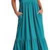 61jMHqTsJ0L._AC_SL1500 ANRABESS Women's Summer Casual Sleeveless V Neck Swing Dress Fit & Flare Flowy Tiered Maxi Beach Sundress with Pockets