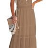Womens Summer Spaghetti Strap Sleeveless High Waist Beach Long Maxi Sun Dress