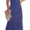 Womens Summer Spaghetti Strap Sleeveless High Waist Beach Long Maxi Sun Dress
