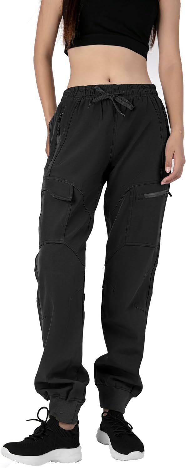 61okiNws83L._AC_SL1500 Women's Athletic Hiking Cargo Joggers Pants Outdoor Workout Lightweight Quick Dry UPF 50 Zipper Pockets
