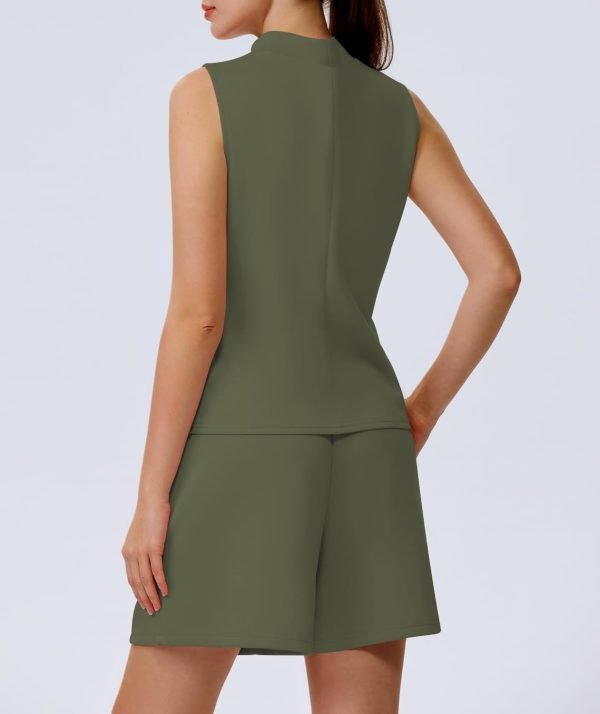 Women's Summer 2 Piece Outfits Mock Neck Tank Top High Waisted Shorts Lounge Sets 2024 Fashion Tracksuit