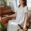 Women's  Nightgowns Sleepshirts Lace Ruffle Princess Nightdress