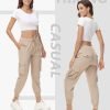 Women's Cargo Hiking Pants Quick Dry Lightweight Elastic Waist Button Pockets Joggers Athletic Sweatpants Travel Casual