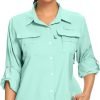 71DniDsZZSL._AC_SL1500 Women's UPF 50 Long Sleeve UV Sun Protection Safari Shirts Outdoor Quick Dry Fishing Hiking Travel Shirts