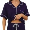 Womens Pajama Sets Short Sleeve Sleepwear Soft Button Down Nightwear Lounge Pj Set XS-XXL