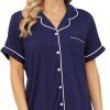Womens Pajama Sets Short Sleeve Sleepwear Soft Button Down Nightwear Lounge Pj Set XS-XXL