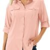 71MYshqPr8L._AC_SL1500 Women's UPF 50 Long Sleeve UV Sun Protection Safari Shirts Outdoor Quick Dry Fishing Hiking Travel Shirts