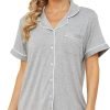 Womens Pajama Sets Short Sleeve Sleepwear Soft Button Down Nightwear Lounge Pj Set XS-XXL