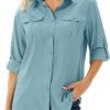 71VGb5pc3SL._AC_SL1500 Women's UPF 50 Long Sleeve UV Sun Protection Safari Shirts Outdoor Quick Dry Fishing Hiking Travel Shirts