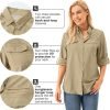 Womens UPF 50+ UV Sun Protection Safari Shirts Long Sleeve Outdoor Cool Quick Dry Fishing Hiking Gardening Shirts
