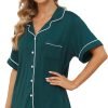 Womens Pajama Sets Short Sleeve Sleepwear Soft Button Down Nightwear Lounge Pj Set XS-XXL