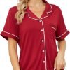 Womens Pajama Sets Short Sleeve Sleepwear Soft Button Down Nightwear Lounge Pj Set XS-XXL