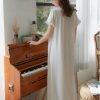 Women's  Nightgowns Sleepshirts Lace Ruffle Princess Nightdress