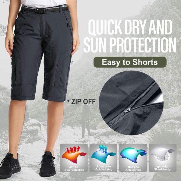 Women's Hiking Pants Convertible Quick Dry Stretch Lightweight Zip-Off Outdoor Fishing Travel Safari Pants