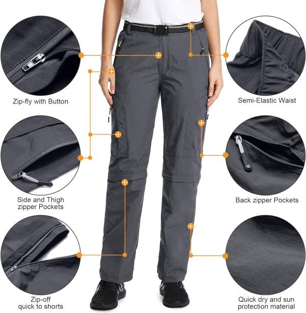 Women's Hiking Pants Convertible Quick Dry Stretch Lightweight Zip-Off Outdoor Fishing Travel Safari Pants