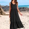 71nEh4AaIBL._AC_SL1500 ANRABESS Women's Summer Casual Sleeveless V Neck Swing Dress Fit & Flare Flowy Tiered Maxi Beach Sundress with Pockets