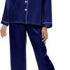 71xYXJnFpsL._AC_SL1500 Silk Satin Pajamas Set for Women 2 Piece Soft Long Sleeve Tops & Bottoms Sleepwear Pj Lounge Set S-XXL